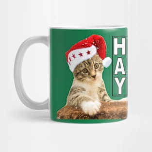 Hay How Are You Christmas Kitty with White Letters Mug